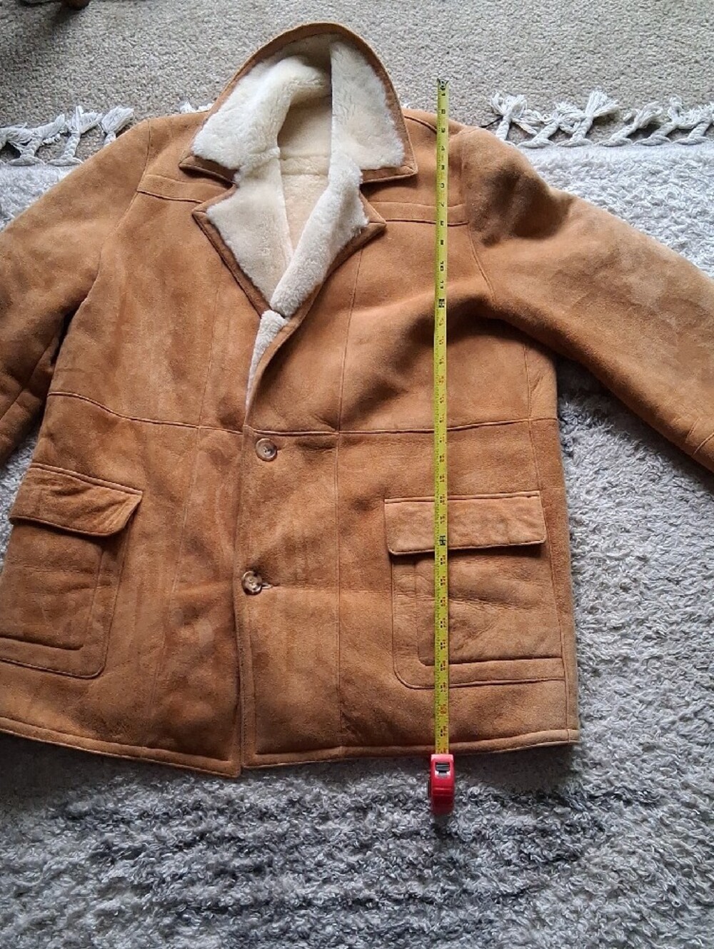 Womans Tan Shearling-Lined Winter Coat 48 - Picture 6 of 10